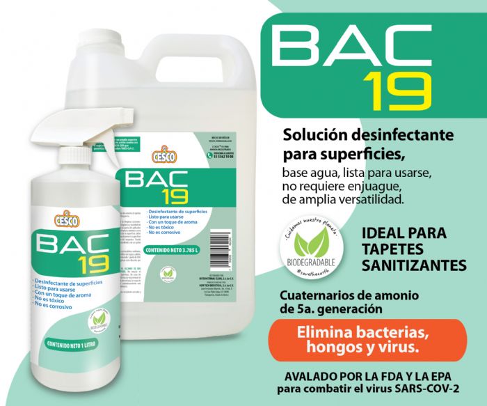 CESCO BAC19 Solución desinfectante de superficies lista para usarse